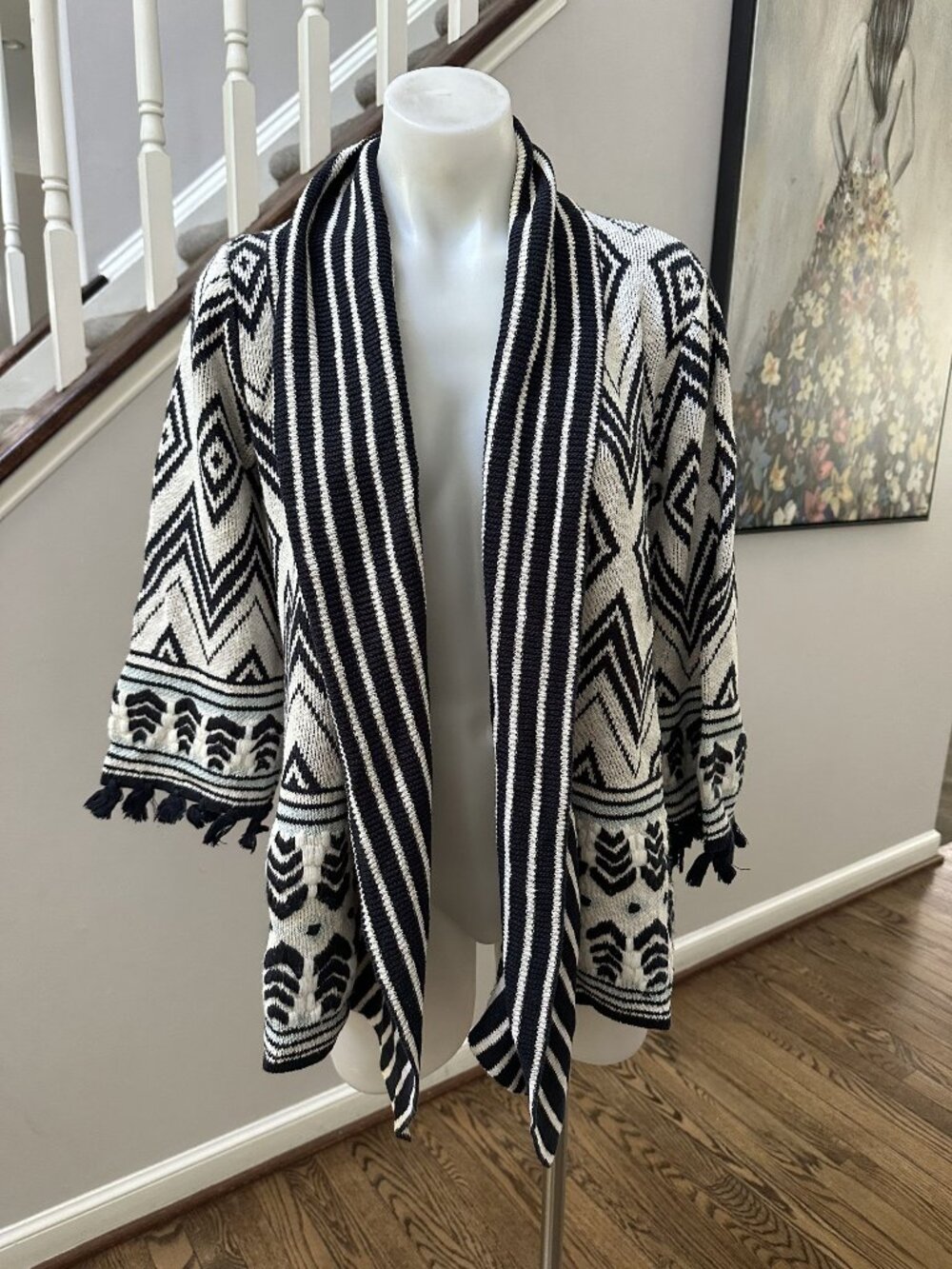 Calypso Navy Pattern Cardigan Size S